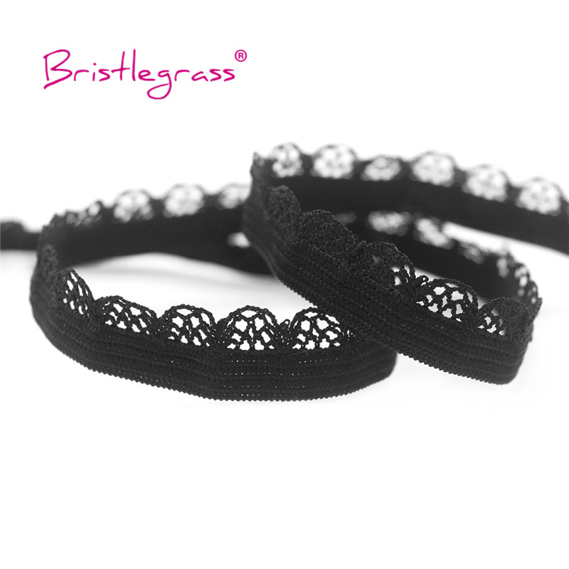BRISTLEGRASS 2 5 10หลา3/8 "10มม.Picot Loop Frilly ลูกไม้ Trim Elastics ตกแต่ง Spandex แถบชุดชั้นในชุดชั้นในเย็บหัตถกรรม