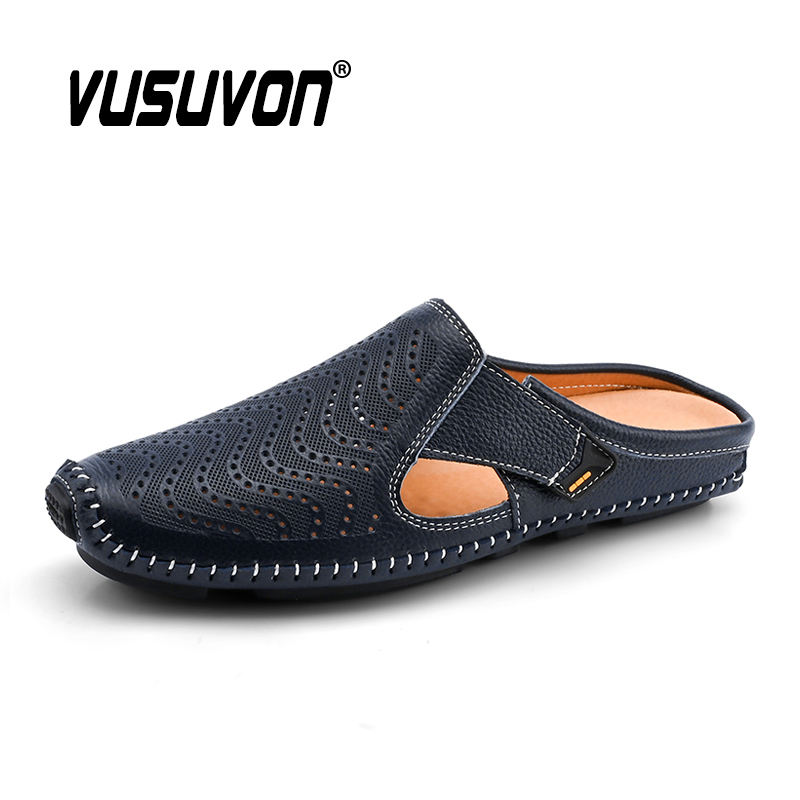 2020 männer Hausschuhe Faulenzer Echtem Leder Geschäfts Fahr Schuhe Outdoor Herbst herren Wohnungen Atmungs Casual Maultiere für Mann