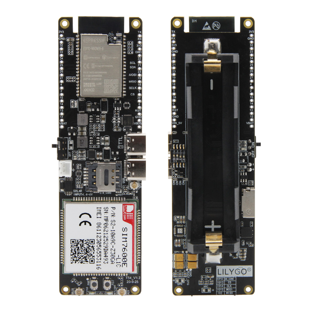 LILYGO ®   TTGO T-SIM7600E-L1C 4G LTE CAT4 Module Dongle USB puce ESP32 WiFi Bluetooth 18650 support de batterie carte de Charge solaire