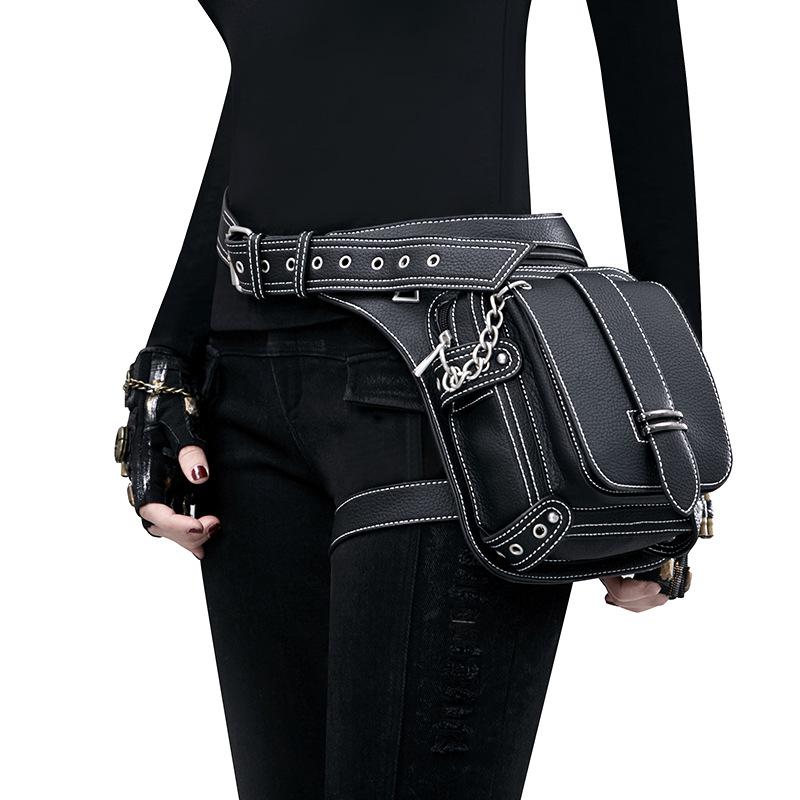 Riñonera Retro Steampunk para hombre, bandolera de hombro individual para exteriores, bolso de cintura con remaches sexis para teléfono móvil para mujer, paquetes de bolsos para pierna