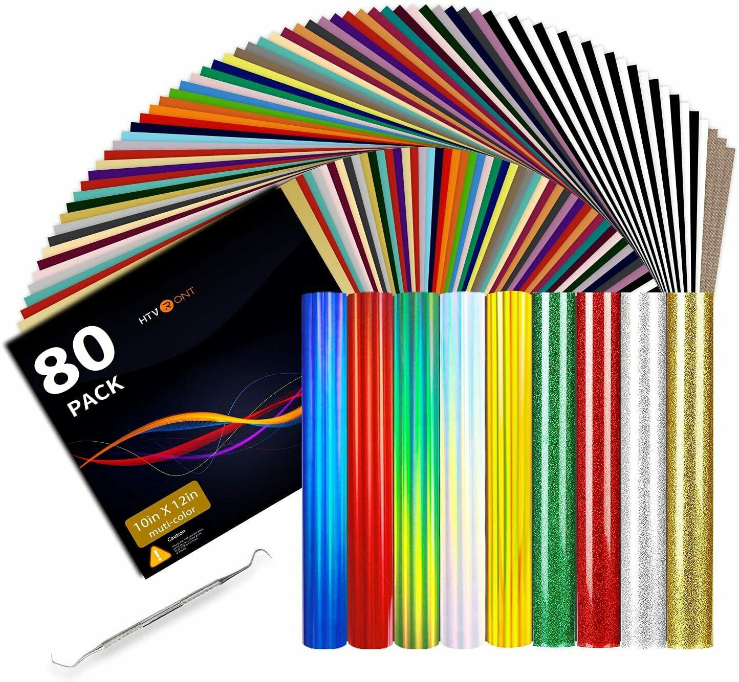 HTVRONT HTV vinil bundel Transfer panas vinil 80 pak 12 "x 10" besi pada vinil untuk kaus untuk Cricut cetak kain tekan panas
