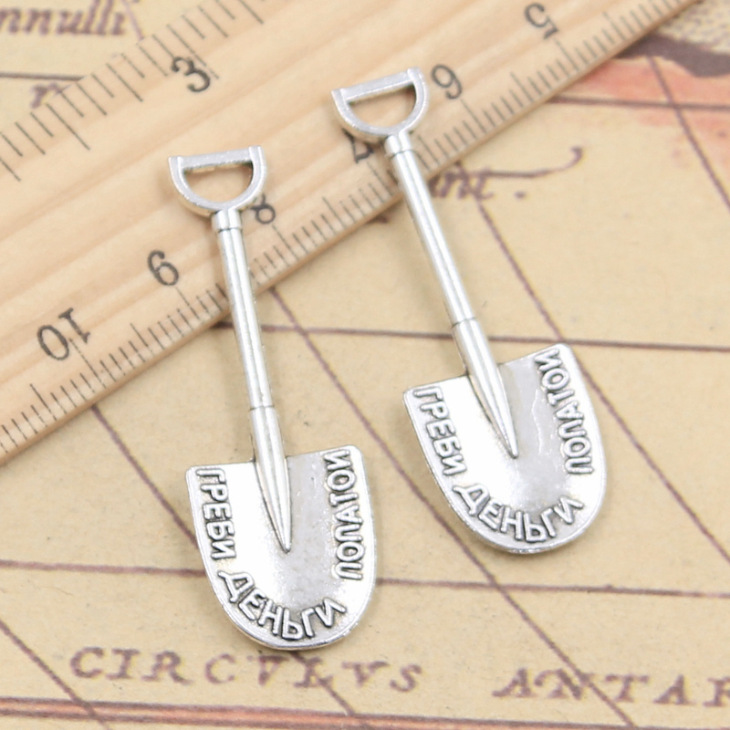 10 pz Charms strumenti pala Spade 44x15mm bronzo tibetano argento pendenti di colore gioielli antichi che fanno mestiere fatto a mano fai da te