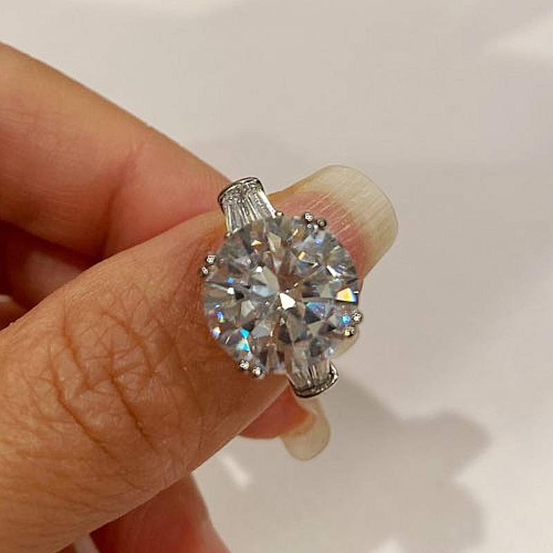 Bague solitaire en diamant de laboratoire pour hommes et femmes, bague en argent regardé 925, fiançailles de promesse, alliance, bijoux fins pour la fête, 4ct