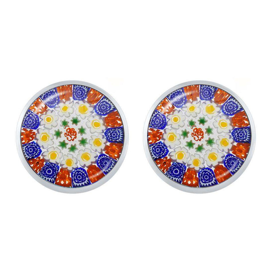Murano Millefioriต่างหูหลายสีดอกไม้หูเล็บแรงบันดาลใจแก้วCabochonเครื่องประดับต่างหูผู้หญิงของขวัญขายส่ง