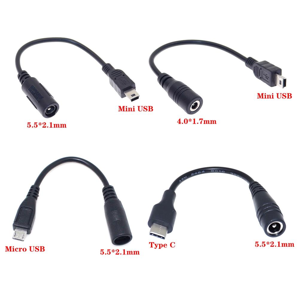 5.5*2.1Mm 4.0*1.7Mm DC Power Plug Tahan Air Jaket Perempuan untuk Micro USB / Mini USB/Tipe C Male Adaptor Kabel