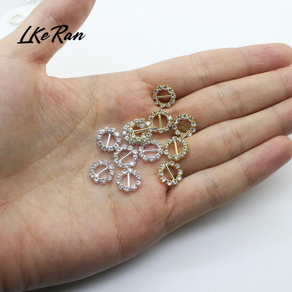 LKERAN - Juego de 10 Hebillas Redondas de Cristal con Pedrería de 6 mm para Decoración de Bodas, Cintas y Cinturones de Zapatos, Accesorios para Ropa