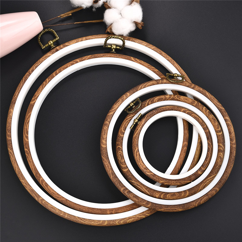 Nähen Werkzeug Runde Holz Farbe Stickerei Hoops Rahmen Set Kunststoff Stickerei Hoop Ringe Für DIY Kreuz Stich Nadel Handwerk Werkzeug
