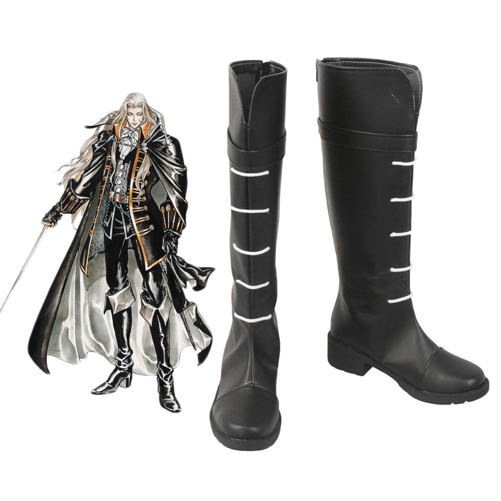 Alucard Sepatu Hitam Cosplay Castlevania Adrian Farenheights Tepes Sepatu Boot Cosplay Sepatu Kulit Dibuat Sesuai Pesanan Ukuran