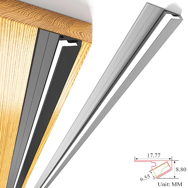 Sang Trong Góc 45 Độ Dải Đèn LED Xiên Tia Tủ Lớp Kệ Edge Mặt Đèn Không Làm Khe Bề Mặt Gắn DC12V