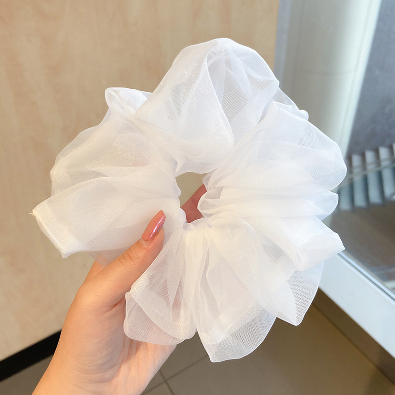 Organza Zijde Droom Wit Scrunchies Paardenstaart Houder Lady Grote Haar Ring Luxe Haaraccessoires Borduren Cherry Haar Cirkel