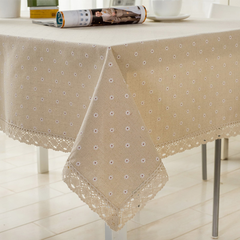 Bloem Patroon Tafelkleed Linnen Katoen Tafelkleed Met Kant Eettafel Cover Ritueel Rechthoekige Waterdicht Tafelkleed