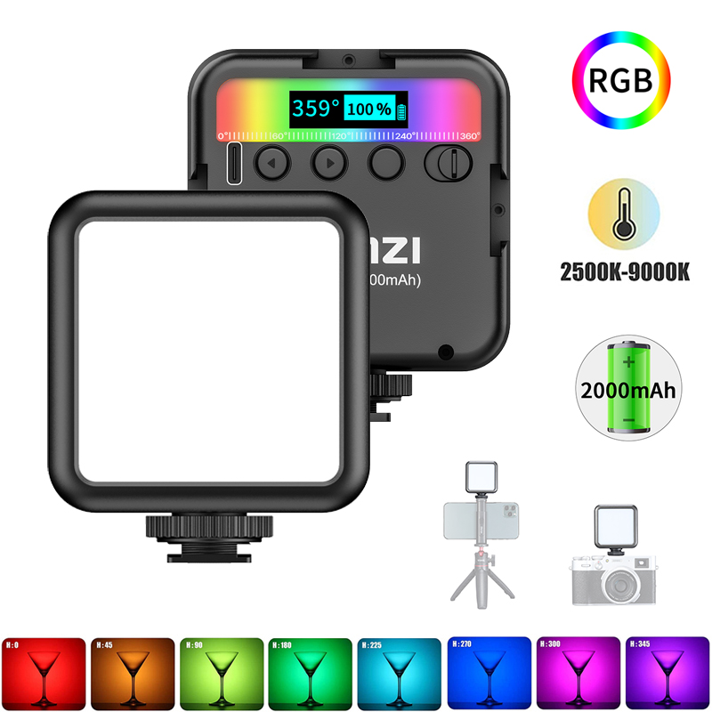 Ulanzi VL49 Luz LED RGB para Cámara, Video 2500K-9000K 800LUX, Mini Luz de Relleno Magnética con 3 Soportes de Zapata Fría, 2000mAh Tipo-C para YouTube