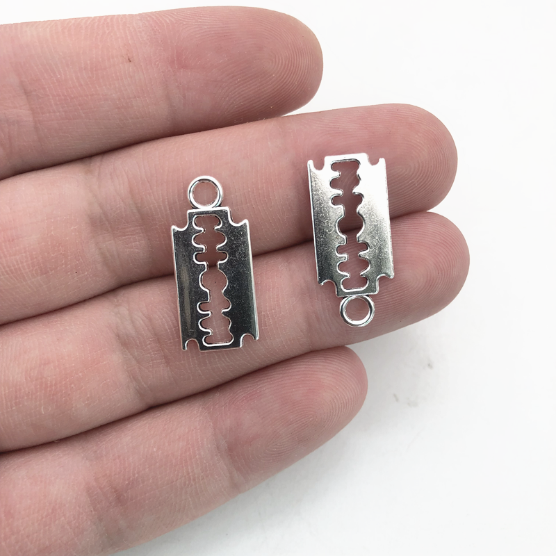 10 stücke Legierung Silber Überzogene Rasierklinge Charms 24x11mm Tibetischen Silber Überzogene Anhänger Antiken Schmuck, Die DIY handgemachte Handwerk
