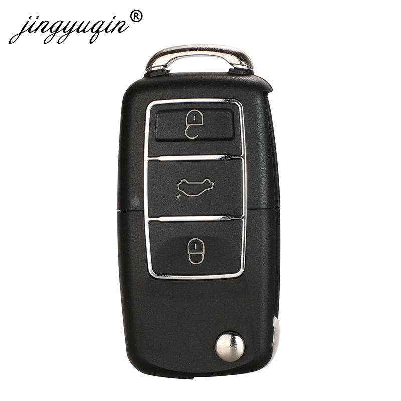 Carcasa de llave remota para coche jingyuqin 10 Uds 3 botones carcasa de llave abatible plegable para Vw Jetta Golf Passat Beetle Skoda Seat Polo B5