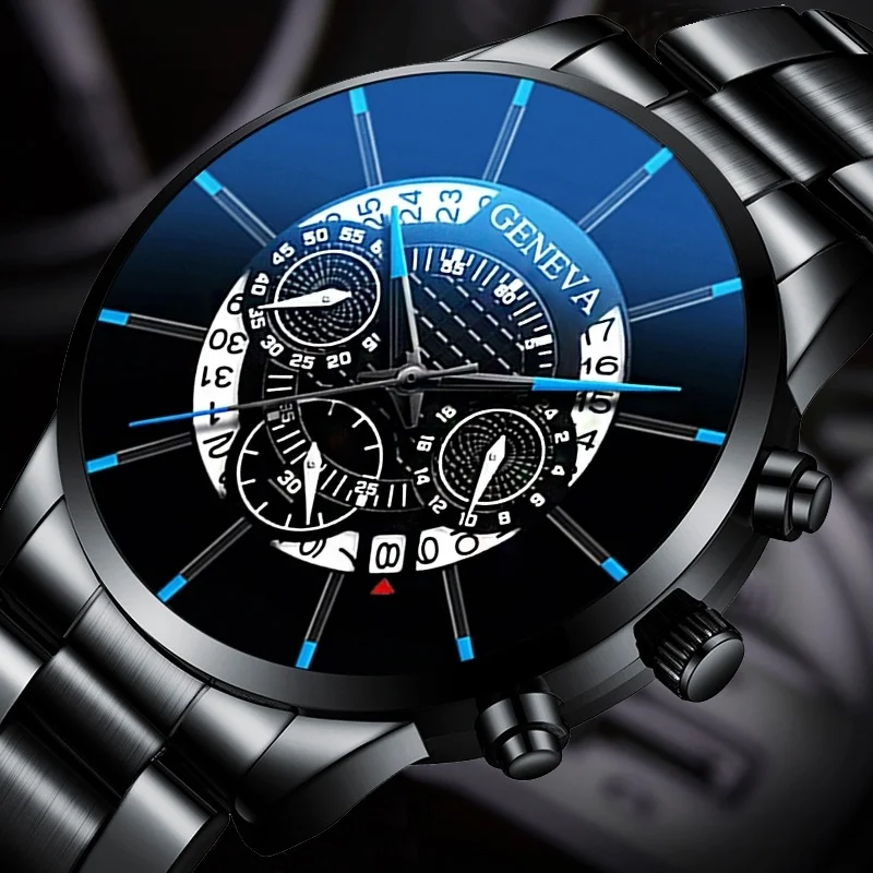 Montre de luxe en acier inoxydable pour homme, montre-bracelet de sport, horloge d'affaires exquise, calendrier, mode masculine