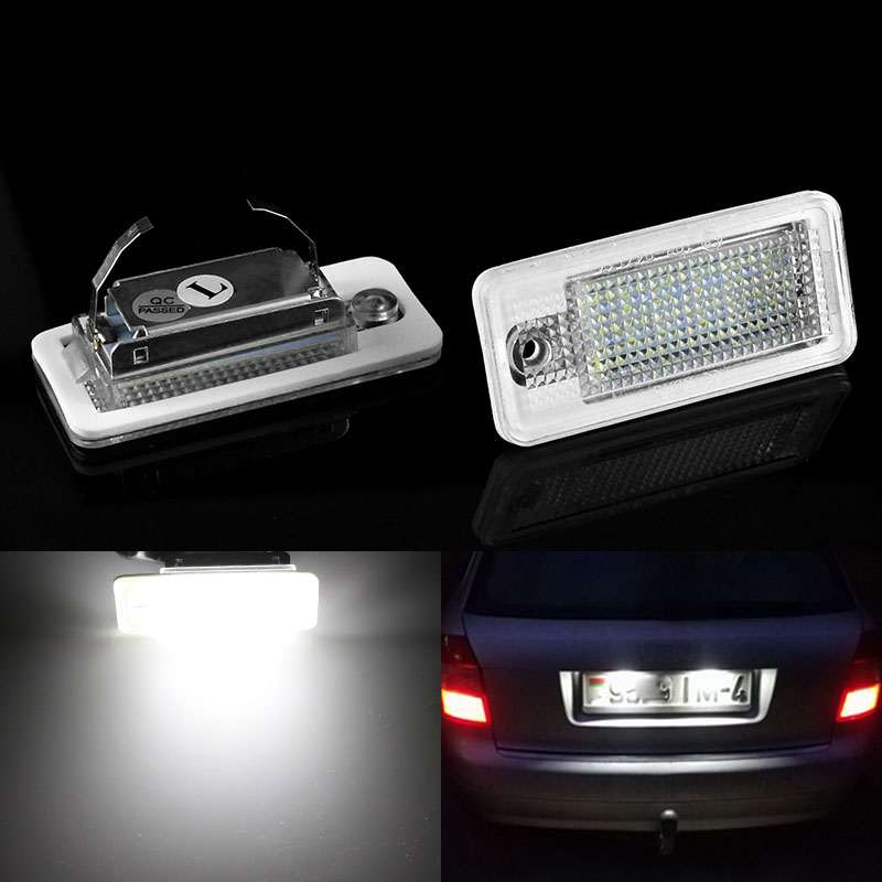 Lampu pelat nomor lisensi LED bebas kesalahan 2 buah canbus untuk Audi A6 4F RS6 C6 A4 B6 B7 S4 RS4 A3 8P Q7 4L A5 8F A8 4H S8 D4