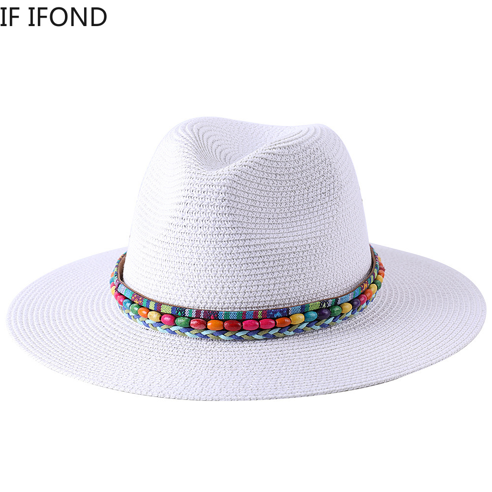 2021 cappello estivo per donna uomo cappello a tesa larga Panama cappelli di paglia da viaggio cappello da spiaggia Jazz Fedora
