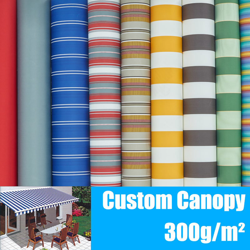 Ukuran Kustom 300GSM Kain Tahan Air untuk Cafe Shop Store Banner Outdoor Telescopic Tenda Kerai Tenda Kain
