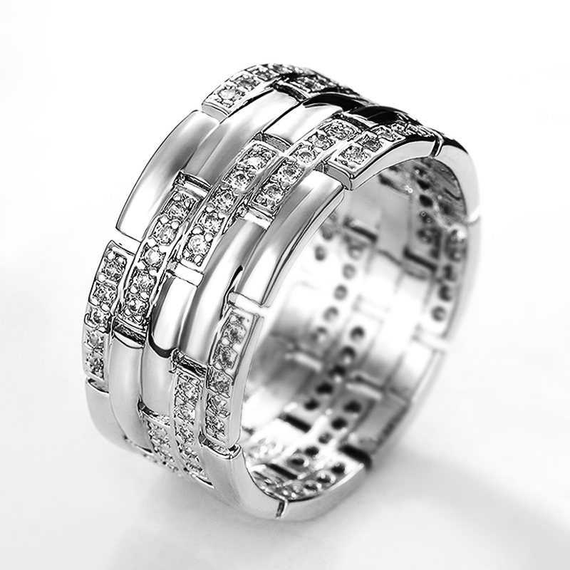 Huitan – bagues de luxe de couleur argent pour femmes/hommes, brillantes, cadeau d'amour d'anniversaire, Design Simple et élégant, bijoux de mode polyvalents
