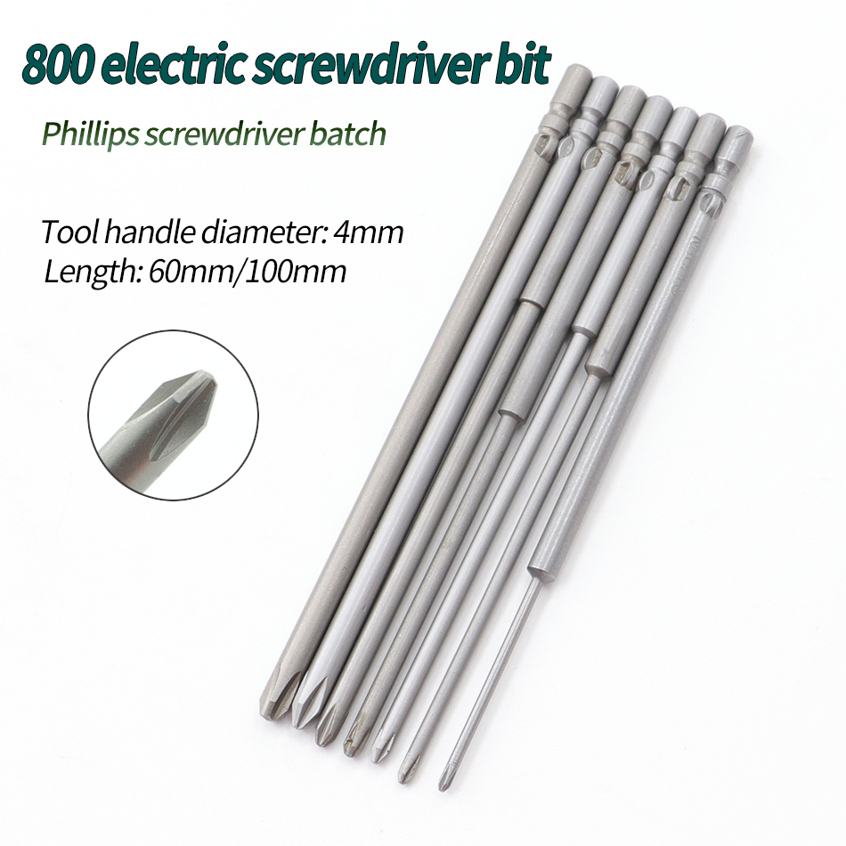 4 mm magnetische Schraubendreher-Bits, 800 Kreuz, elektrischer Chargenkopf, S2-legiertes Stahlmaterial, mehrstandard, Kreuz-Phillips-Sechskant-Chargen-Spitzen