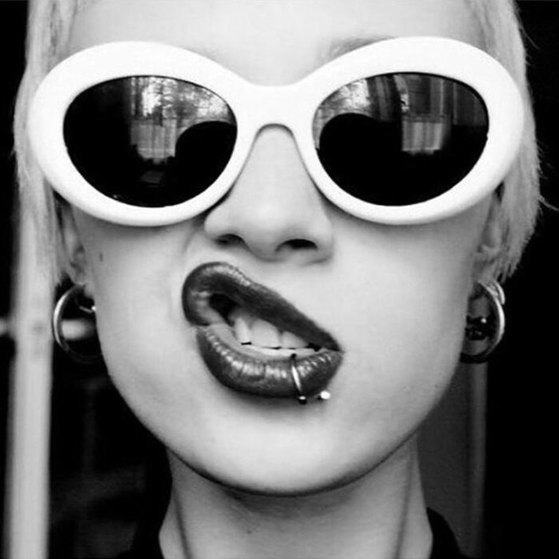 Kurt Cobain-gafas De Sol redondas para mujer, lentes De Sol De estilo ovalado Retro, a la moda, color blanco y negro, Vintage