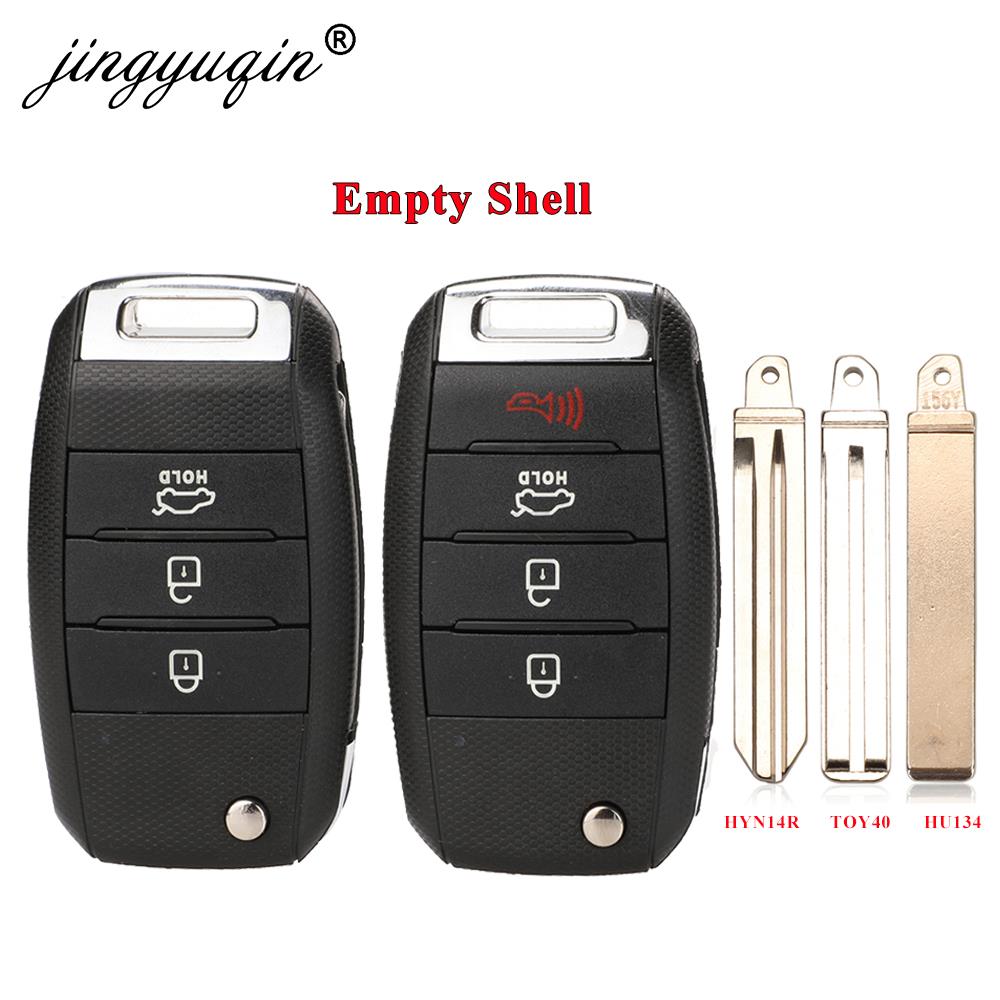 Jingyuqin 3/4BT フリップリモート車のキーシェル起亜カレンス Ceed リオ Sportage オプティマソレントセラートソウルフォルテセルトス Fob ハウジング
