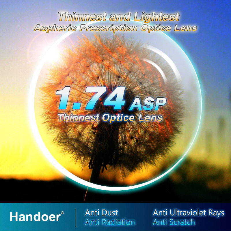 Ultra Tipis 1.74 Indeks Anti Radiasi Perlindungan Optical Single Vision Lensa Aspherical Anti Sinar UV Resep Lensa