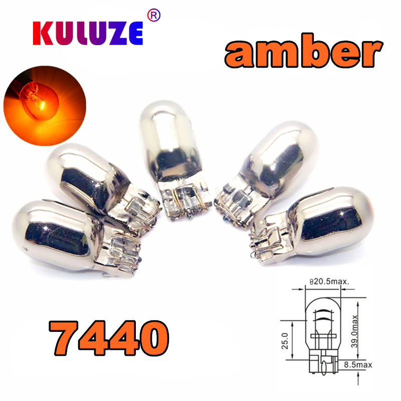 4szt T20 żarówka kierunkowskazu 7440 niewidoczna srebrna chrom7443 12v21/5w tylna lampa tylna w21w bursztynowa samochodowa żarówka halogenowa
