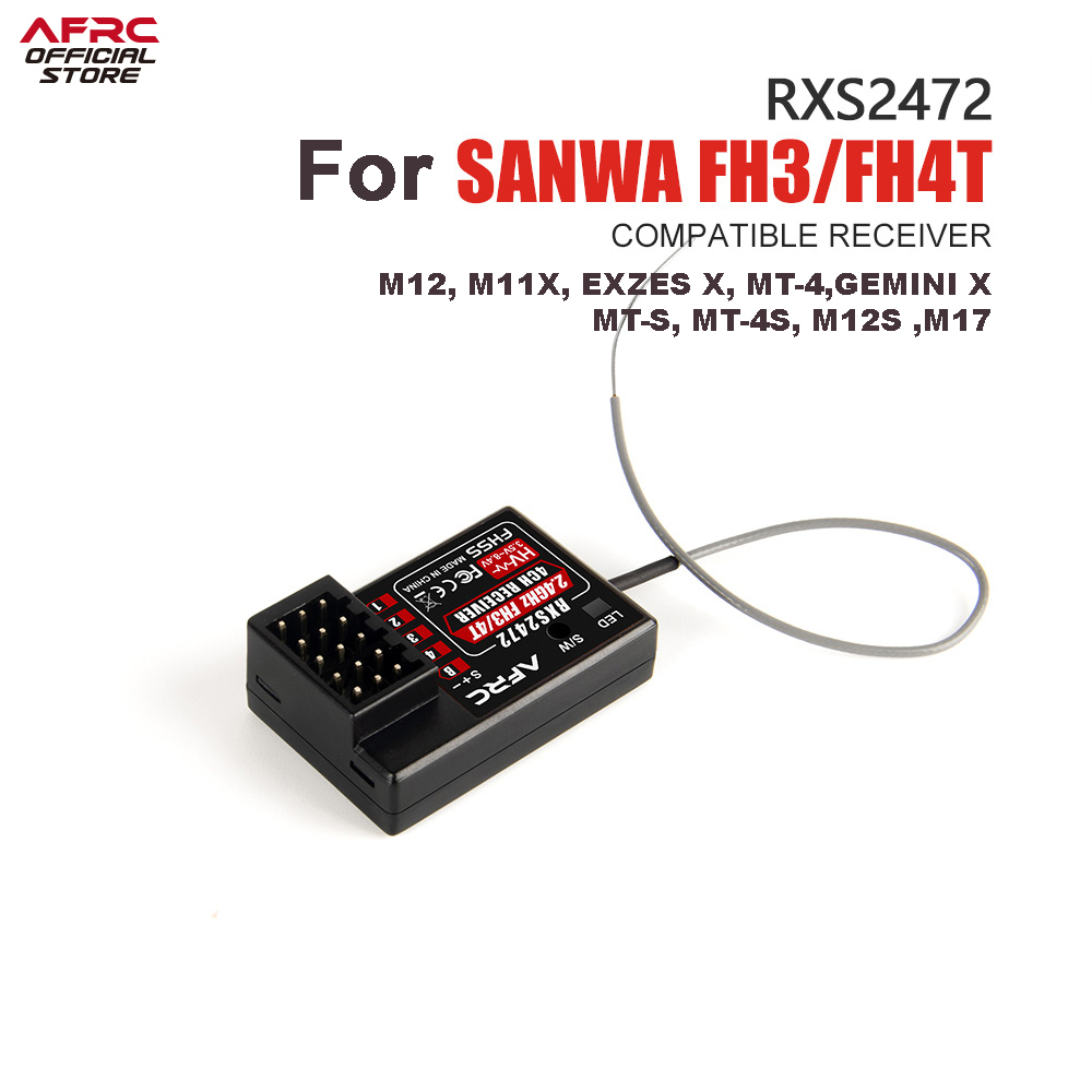 AFRC RXS2472 Kompatibel Receiver Cocok untuk SANWA M12, M11X, EXZES X MT-4,GEMINI X MT-S, MT-4S, M12S ,M17.SANWA FH3/FH4T