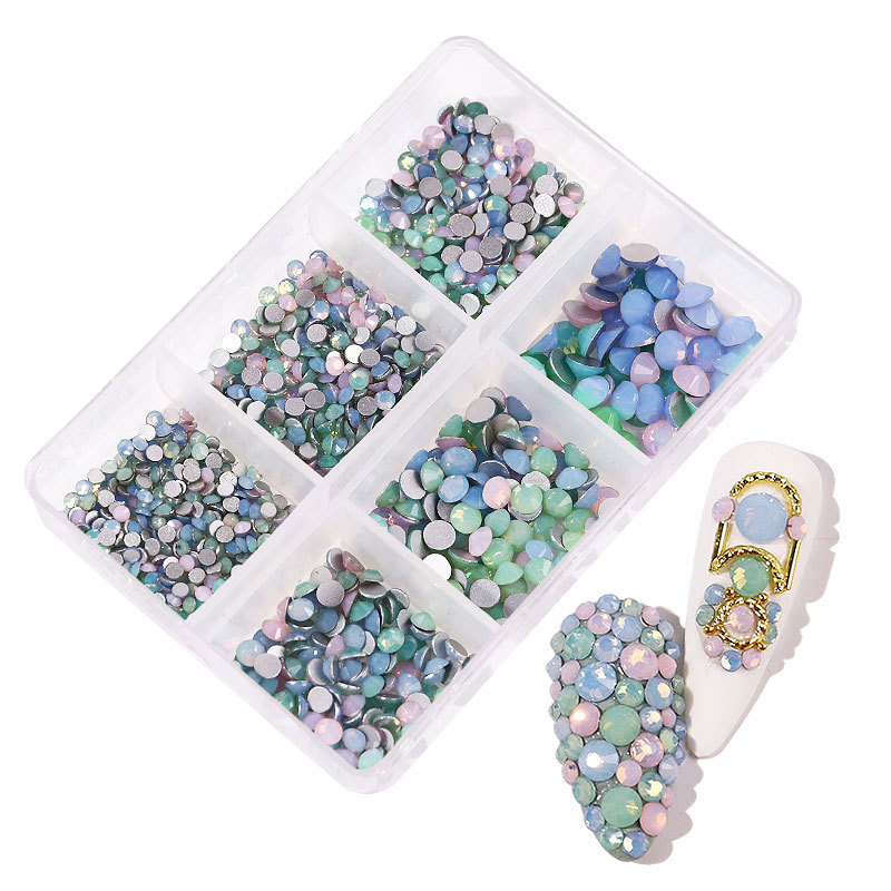 6 rozmiarów kryształy AB paznokci Rhinestone kryształ AB paznokci Rhinestone SS6-SS20 opalowy klejnot do paznokci dżetów do zdobienia paznokci dekoracje