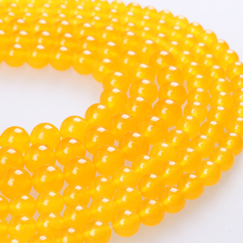Contas de pedra natural jade amarelo calcedônia pedra redonda solta contas 4 6 8 10 12mm para pulseiras colar diy jóias fazendo