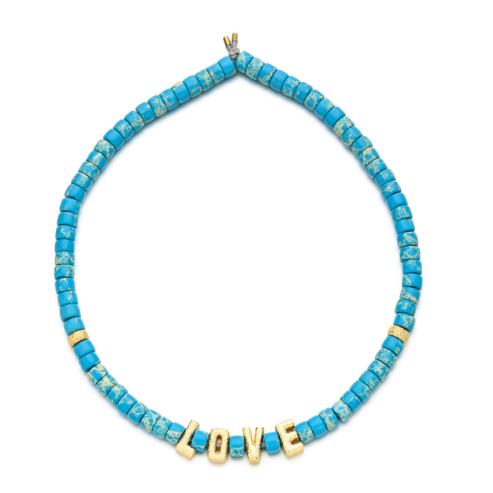 Perhiasan Bohemian Fashion Dasi Elastis Pada Rantai Tali Batu Pirus Huruf Besar Jimat Druzy Liontin Kalung Choker