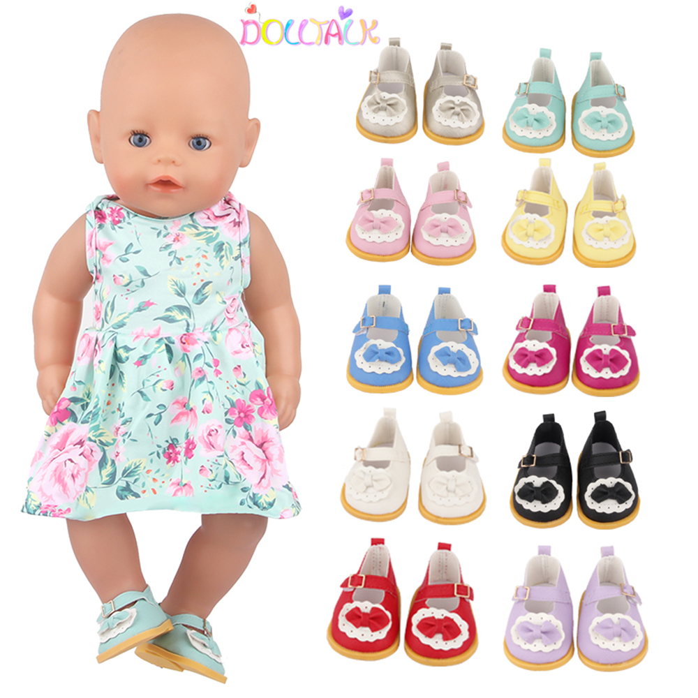 7Cm Pop Schoenen Fit 18 Inch Amerikaanse Pop Leuke Lederen Boog Schoenen Laarzen Voor 43Cm Baby Pasgeboren & Og, rusland Meisje Pop Accessoires Speelgoed