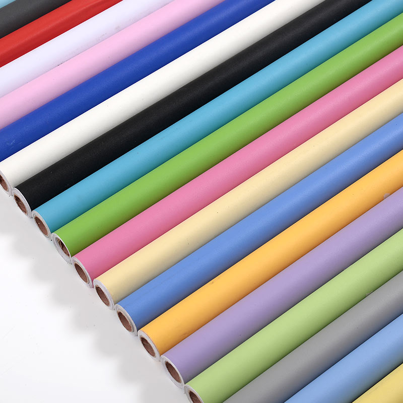Papel tapiz mate de Color puro de PVC, autoadhesivo para dormitorio, impermeable, pegatina a prueba de humedad, película de renovación para muebles y armarios de escritorio