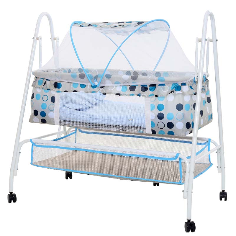 Berço do bebê, cama de balanço infantil multifuncional, balanço recém-nascido da rede com 4 rodas & rede mosquiteira