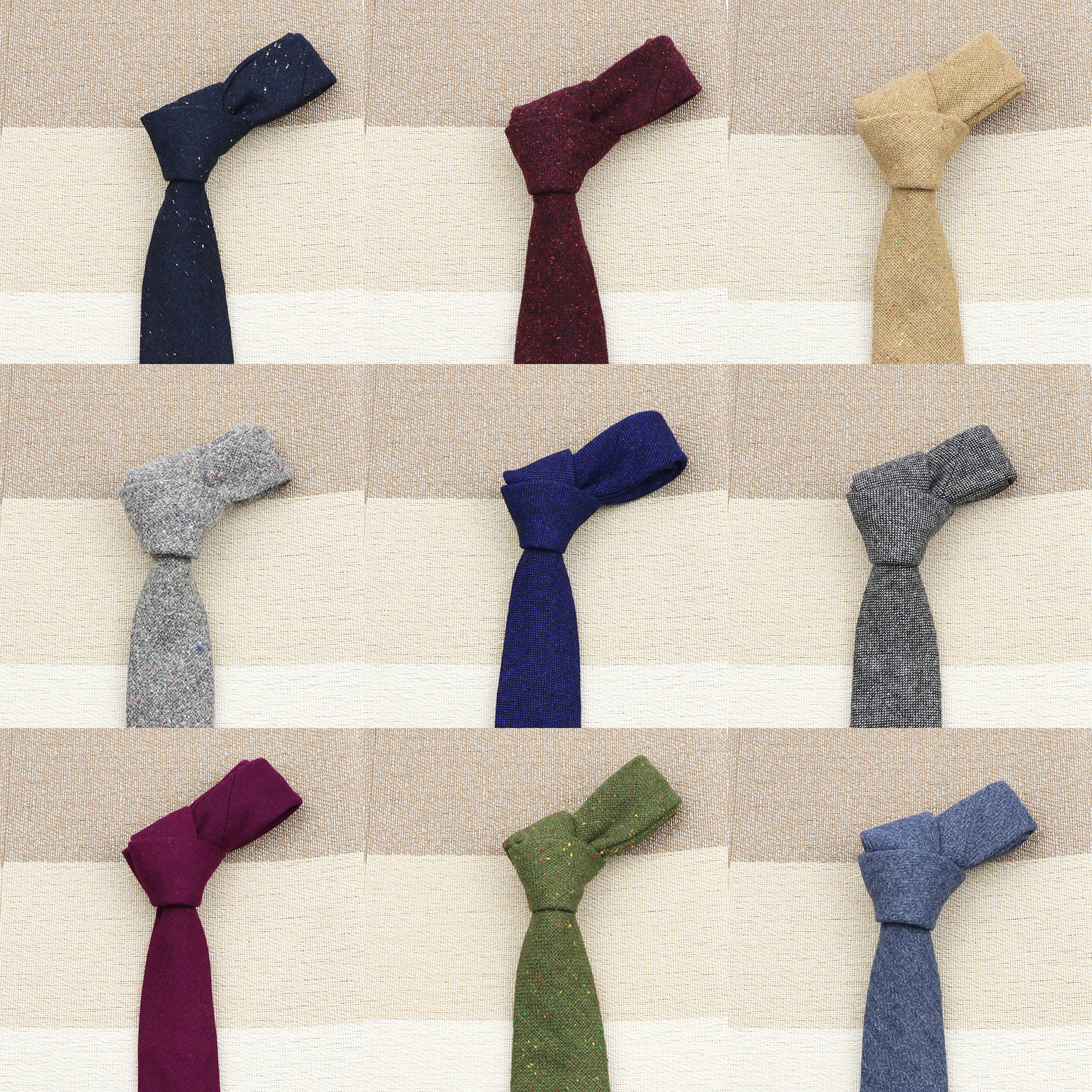 Wysokiej jakości 100% wełniany krawat Slim Solid Red Yellow Blue Ties Handmade Casual Fashion Men Woven Skinny Necktie For Wedding Party