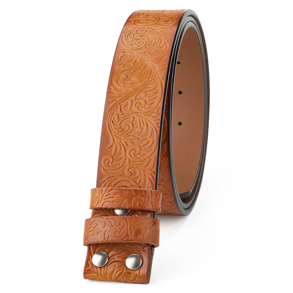 Geprägter Ledergürtel ohne Schnalle Retro Freizeit 3,8 cm