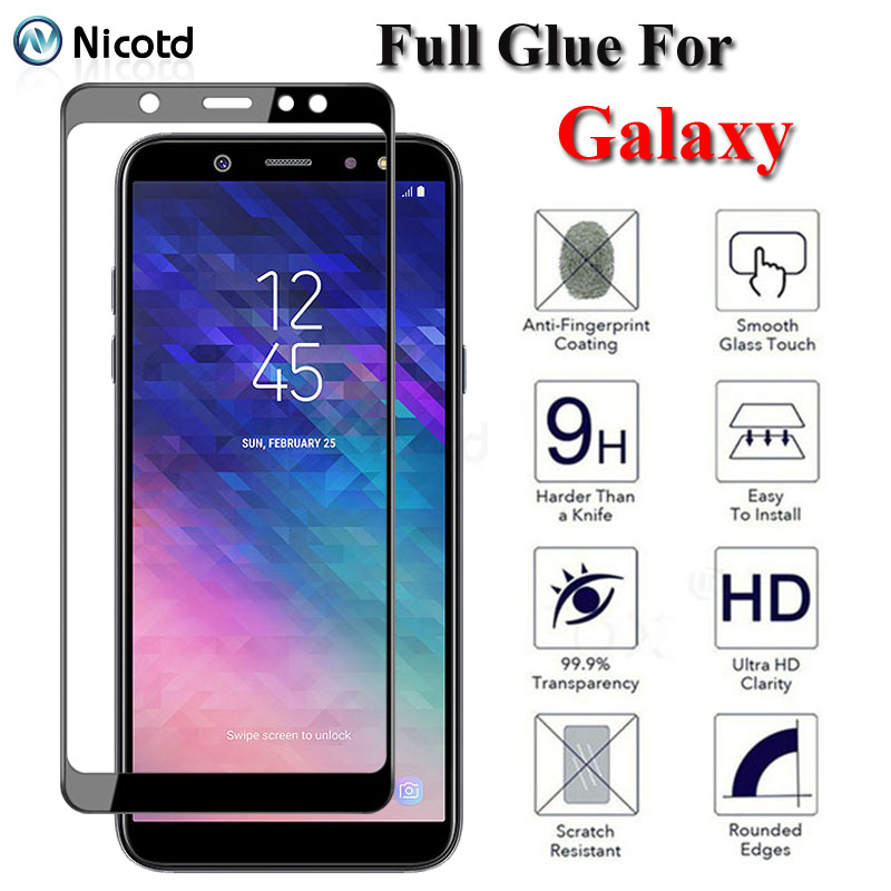 Vidrio templado con pegamento completo para Samsung Galaxy A10s A20s A6s A8s A31 A41 A51 Protector de pantalla para Galaxy A6 A7 A8 A9 J4 J6 J8 2018