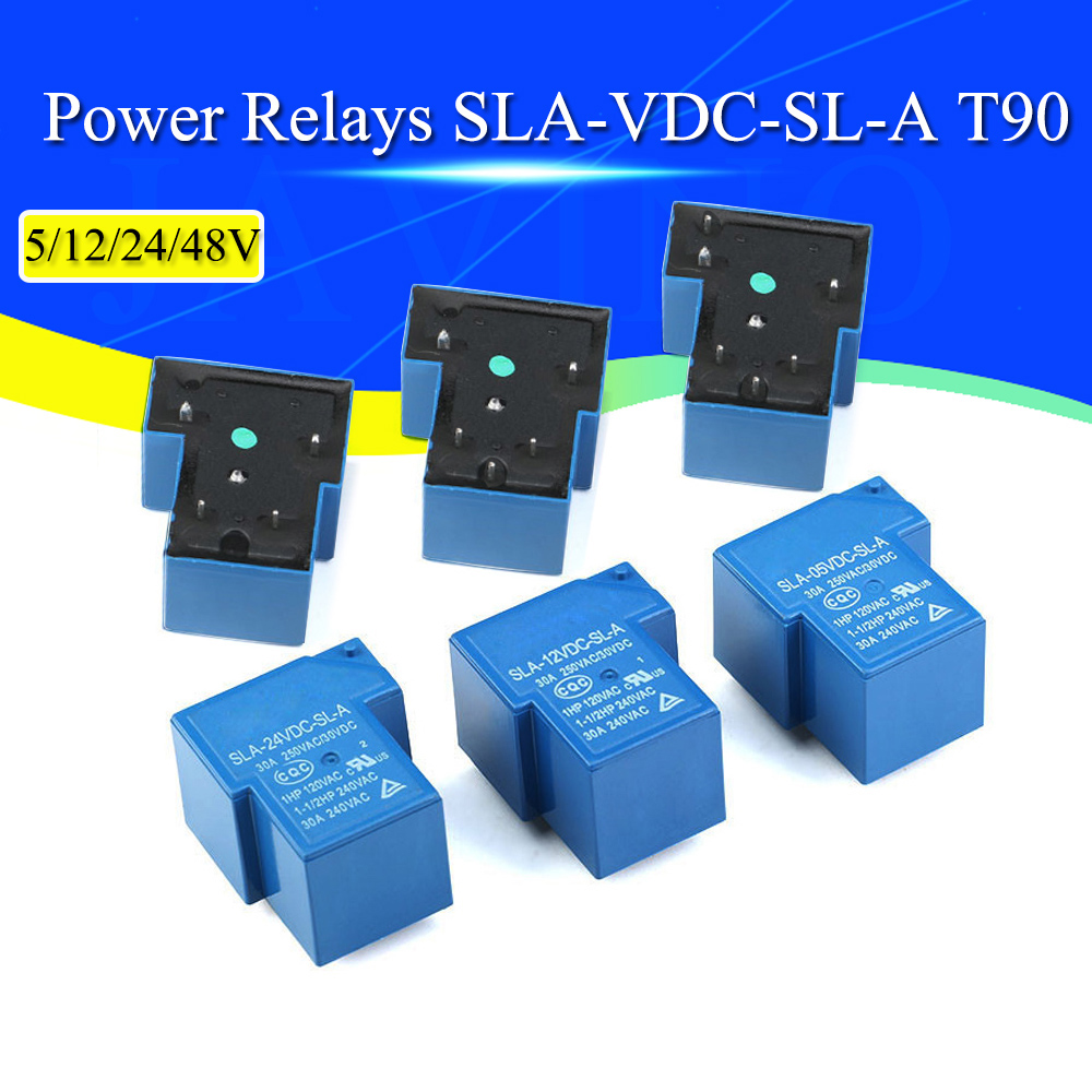 1/5/10 pezzi Relè di potenza SLA-05VDC-SL-A SLA-12VDC-SL-A SLA-24VDC-SL-A -C T90 30A 4/5/6PIN 5V 12V 24V 48V Relè temporizzato