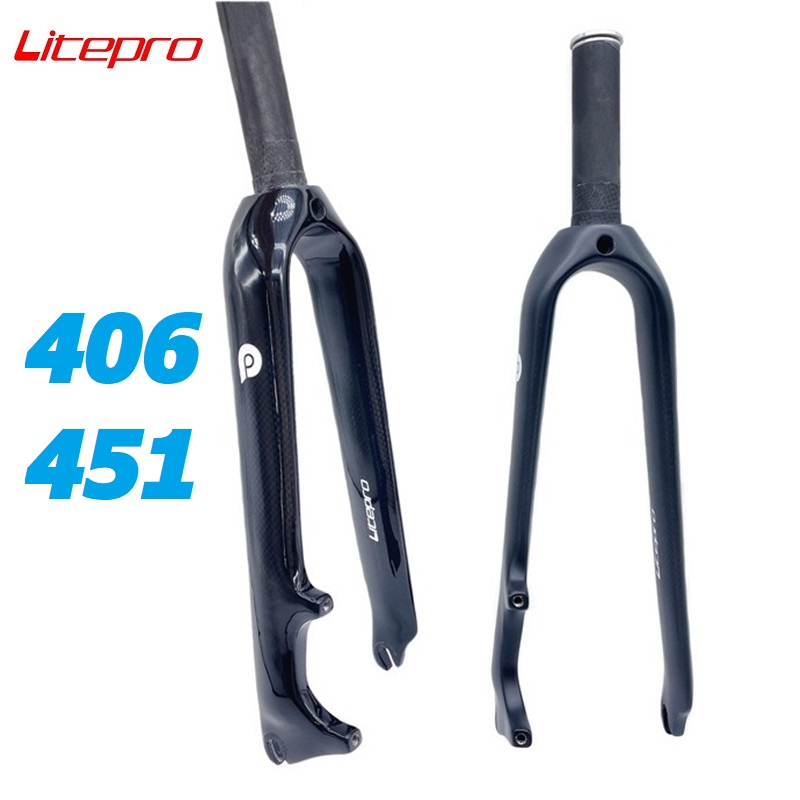 Litepro vélo pliant fourche avant ultralégère en Fiber de carbone 406 451 20-22 pouces jeu de roues de frein à disque O.L.D 100mm 28.6mm Tube de direction