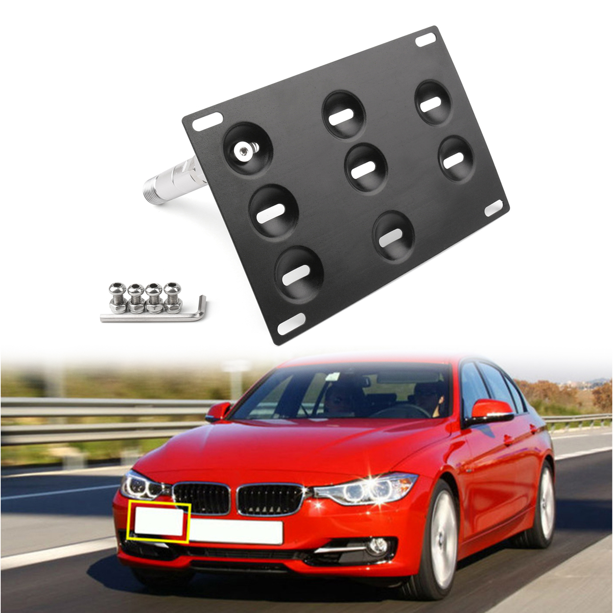 Artudatech Soporte de montaje de placa de matrícula con gancho de remolque para parachoques delantero para BMW Serie F