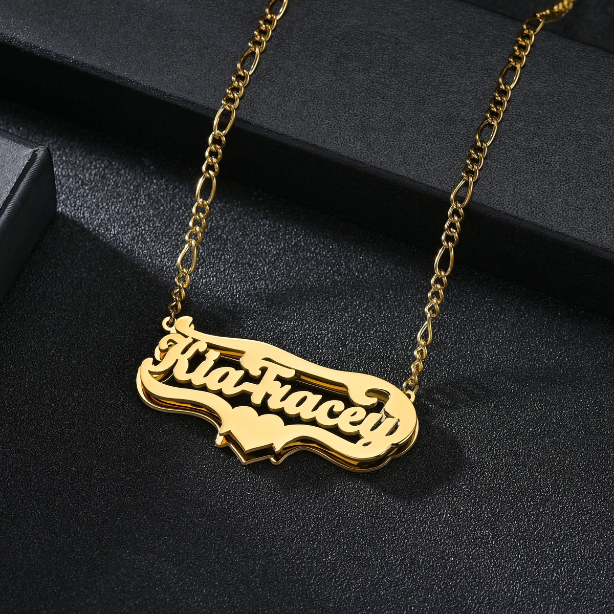 Collana con lettera Hip Hop personalizzata con doppio nome Nome Collana con nome gotico doppio placcato Collana con pendenti intagliati con piercing Regalo di gioielli