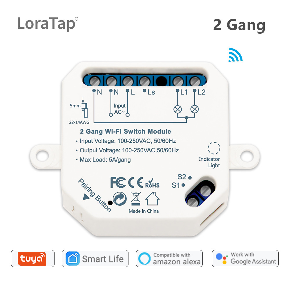 Tuya – commutateur Wifi Smart Life, Module de disjoncteur de relais à 2 gangs, Google Home, Alexa Echo, commande vocale, éclairage intelligent, minuterie, bricolage
