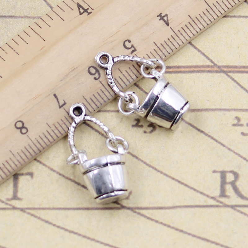10Pcs Charms Beweegbare Emmer Emmer 24X12X7Mm Tibetaanse Brons Zilver Kleur Hangers Antieke Sieraden Maken diy Handgemaakte Craft