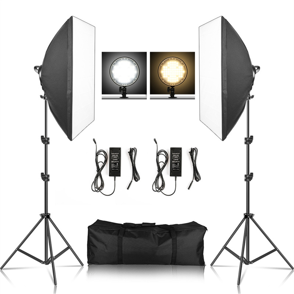 Softbox Light ชุดถ่ายภาพ Photo 2M Tripiod สําหรับกล่องนุ่มแผ่นไฟ LED 45W Photo Studio ขาตั้งแสงถ่ายภาพโคมไฟวิดีโอ