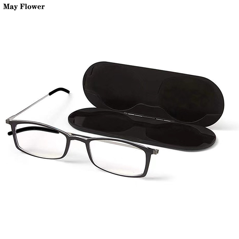 Mai fleur Anti lumière bleue lunettes de lecture Portable carré presbytie lunettes avec étui mince Prescription lunettes lunettes hommes