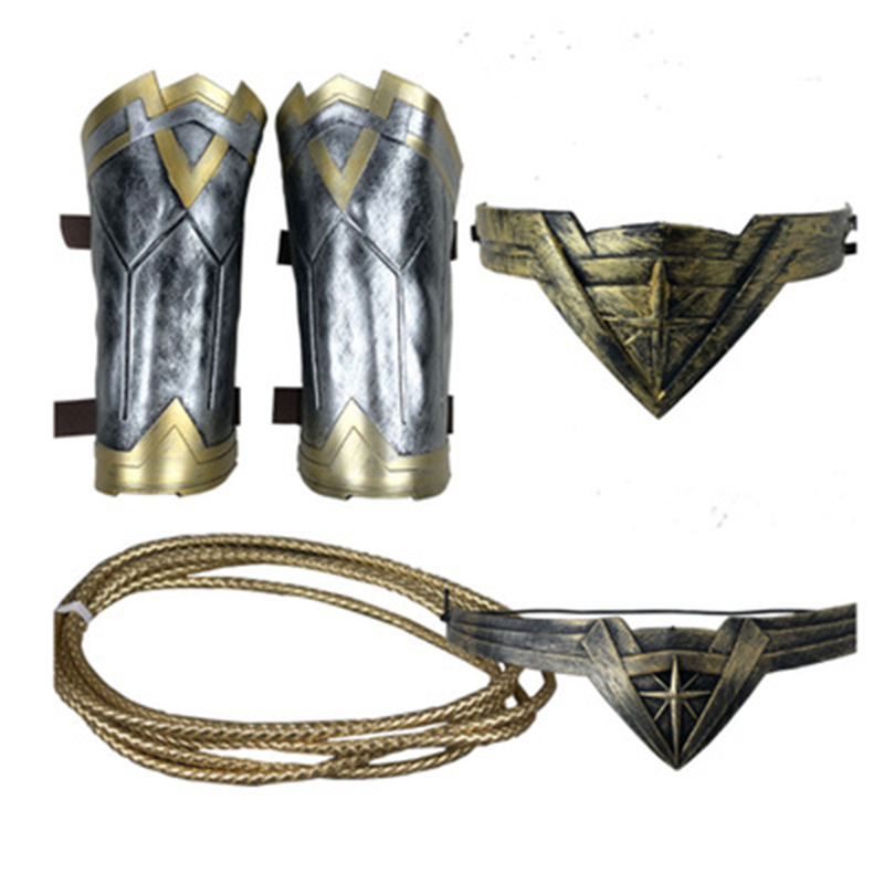 Disfraz de superhéroe de Halloween para mujer, brazalete de Princesa Diana, guantelete, Tiara, muñeca, lazo de la verdad, accesorios