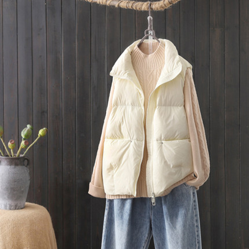 Chaqueta sin mangas de plumón para mujer, chaleco de pato nuevo, Ultra ligero, a prueba de viento, prendas de vestir Chaleco de mujer, otoño e invierno, 2021