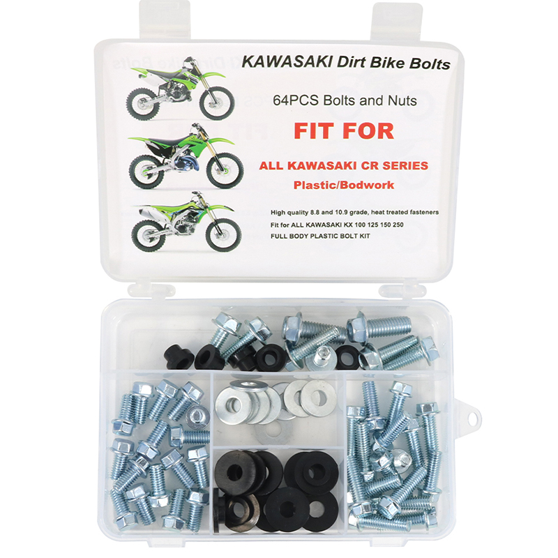 Fit สําหรับ Kawasaki KX 100 125 250 500 KD KDX 80 KE100 125 KDX175 KL600 KLX250 300 Body กรอบพลาสติก Fender Body เครื่องยนต์ชุดสลักเกลียว