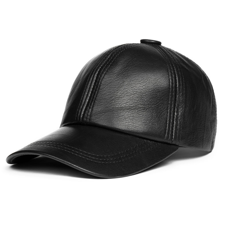 ของแท้หนังหมวกสำหรับชายSimleเย็บหนังแกะนุ่มบางหมวกTopคุณภาพBig Brim Peaked Chapeau Street Trucker gorro